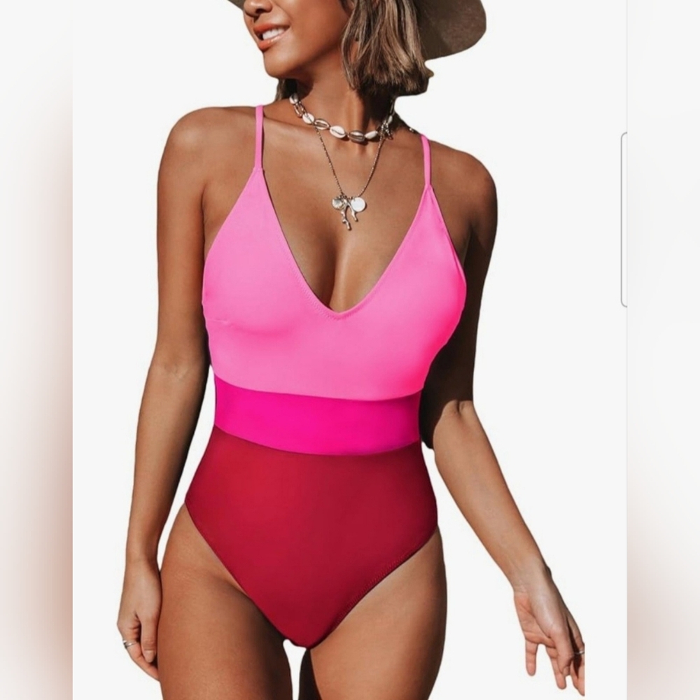 CUPSHE One Piece Swimsuit for Women Bathing Suits Deep V Neck Crisscross Back